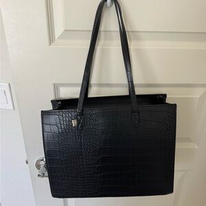 Beis The Work Tote Black Croc-Embossed